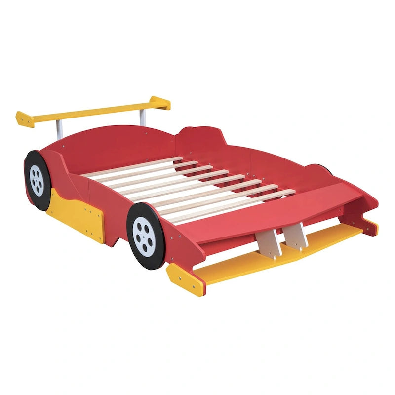 Lit plateforme voiture de course une place noir/rouge/bleu avec barrières de sécurité