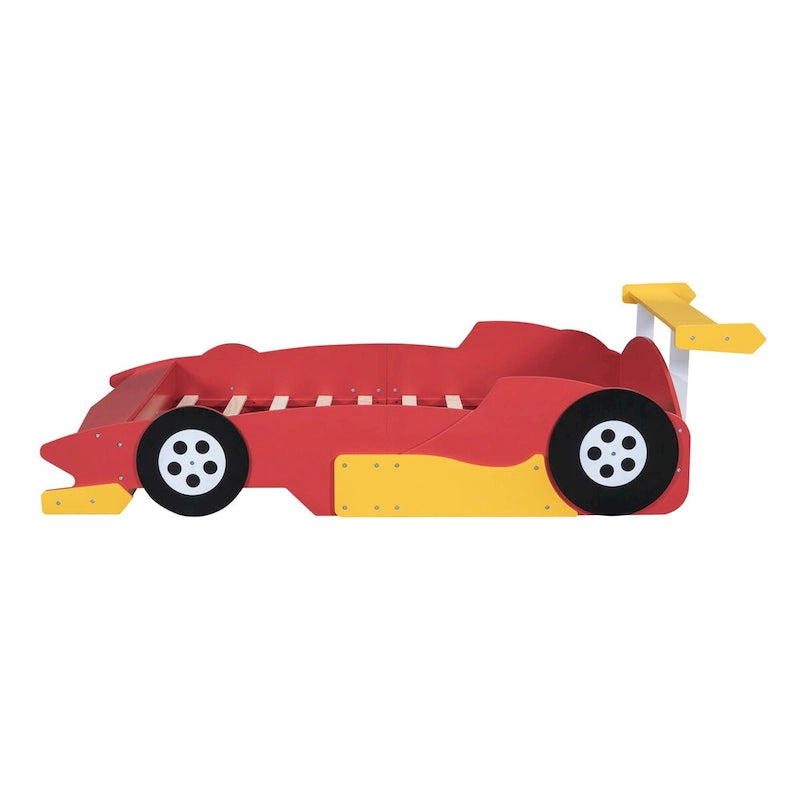 Lit plateforme voiture de course une place noir/rouge/bleu avec barrières de sécurité