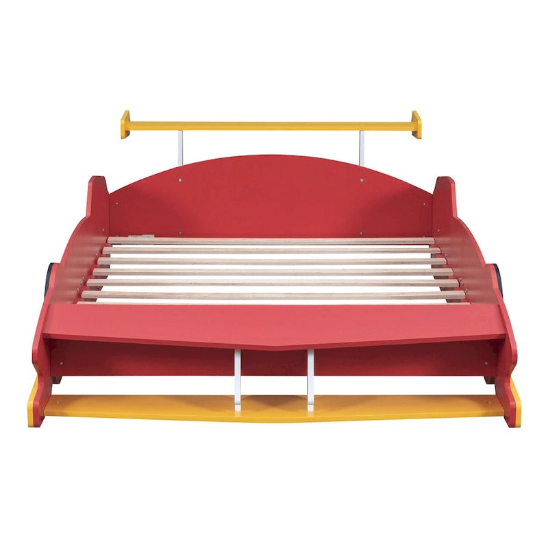 Lit plateforme voiture de course une place noir/rouge/bleu avec barrières de sécurité