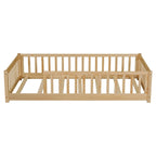 Lit Plateforme Jumeau Naturel/Rose avec Clôture, Sans Porte, 1 Place