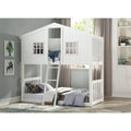 Twin Over Twin Bunk Bed with House Shape, White