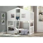 Twin Over Twin Bunk Bed with House Shape, White