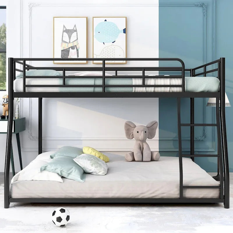 MERAX Metal Floor Bunk Bed, Black