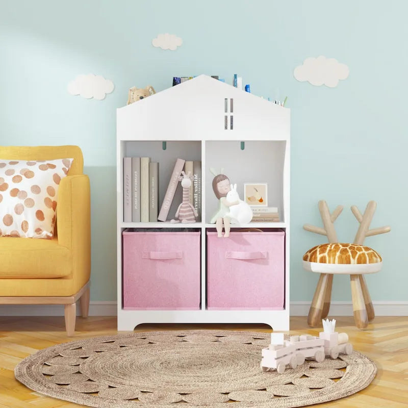 Organisateur de rangement à 2 niveaux avec 2 tiroirs en tissu pliables