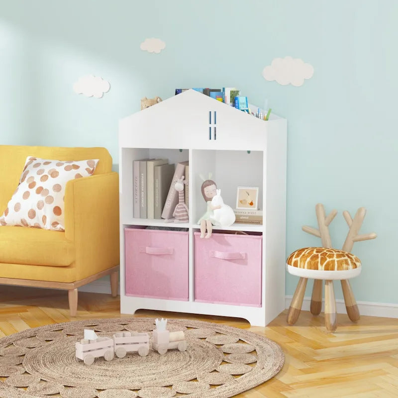 Organisateur de rangement à 2 niveaux avec 2 tiroirs en tissu pliables