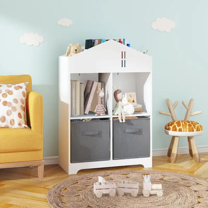 Organisateur de rangement à 2 niveaux avec 2 tiroirs en tissu pliables