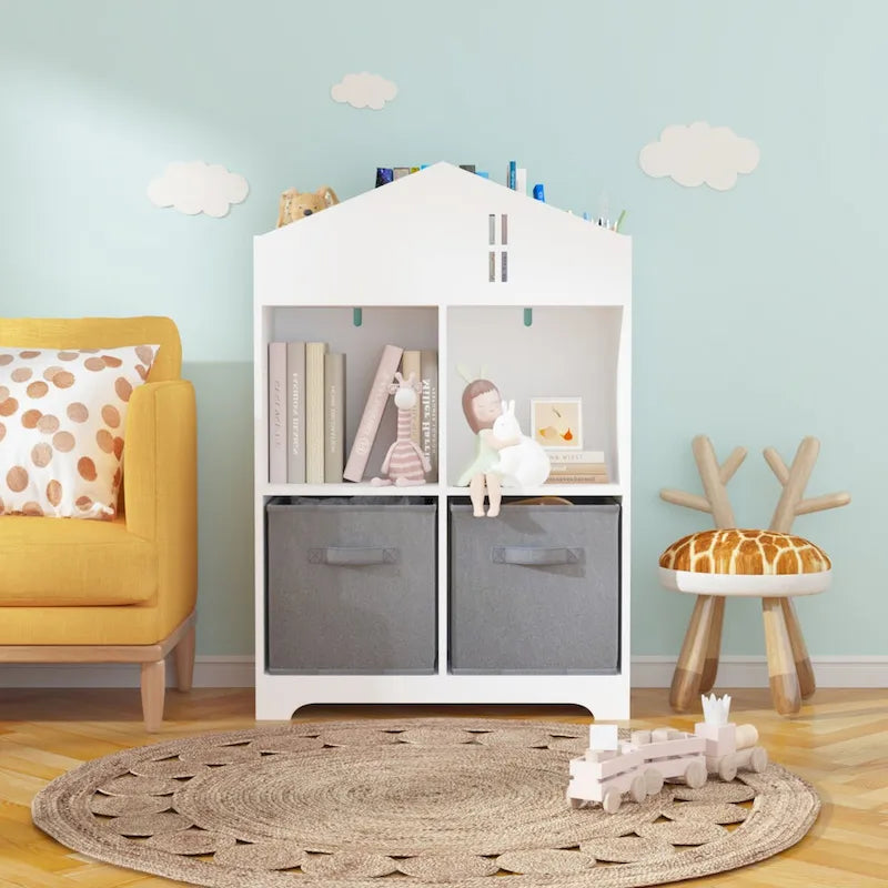 Organisateur de rangement à 2 niveaux avec 2 tiroirs en tissu pliables