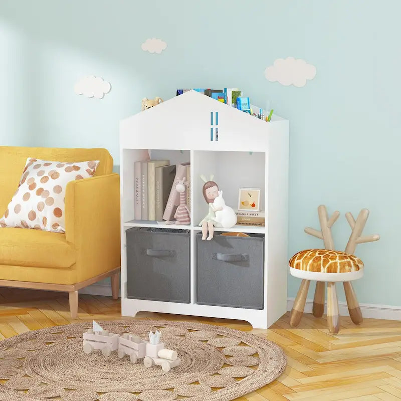 Organisateur de rangement à 2 niveaux avec 2 tiroirs en tissu pliables