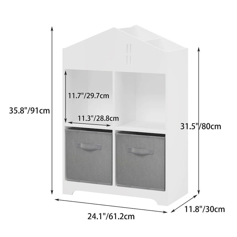 Organisateur de rangement à 2 niveaux avec 2 tiroirs en tissu pliables