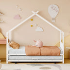 Twin Size Metal House Bed with Twin Size Trundle