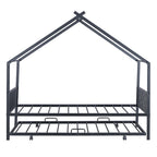 Lit Maison en Métal Rose / Noir / Blanc avec Lit Gigogne Double, pour 2 Enfants
