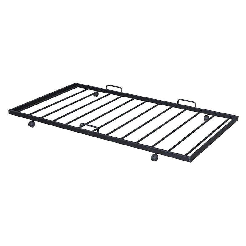 Lit Maison en Métal Rose / Noir / Blanc avec Lit Gigogne Double, pour 2 Enfants