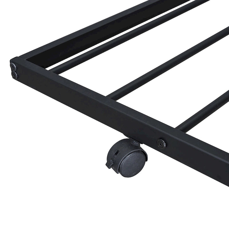 Lit Maison en Métal Rose / Noir / Blanc avec Lit Gigogne Double, pour 2 Enfants