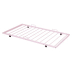 Lit Maison en Métal Rose / Noir / Blanc avec Lit Gigogne Double, pour 2 Enfants