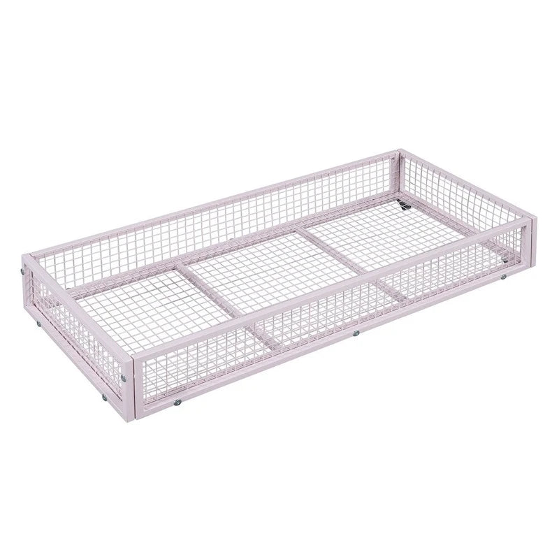 Lit plateforme en métal en forme de maison double avec 2 tiroirs, 1 enfant