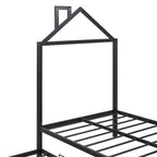 Lit plateforme en métal en forme de maison double avec 2 tiroirs, 1 enfant