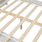 Lit double pour enfants en forme de maison avec rangement sous le lit – Blanc / Naturel / Gris
