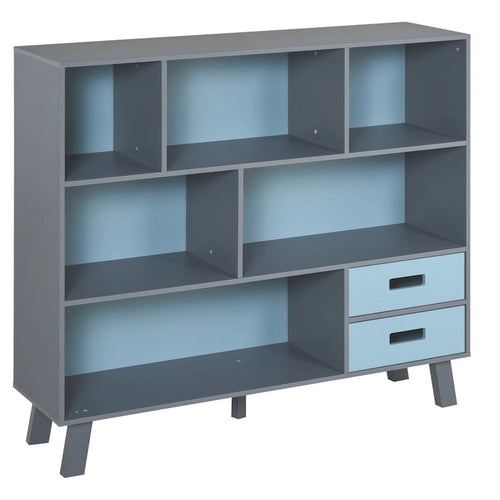 Floor Standing 3-Tier Child Bookcase with 2 Drawers