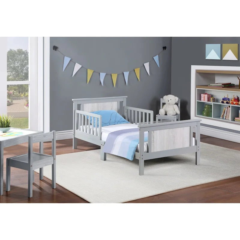 Lit pour tout-petits avec panneaux réversibles – Blanc / Bleu nuit / Gris / Noir, pour 1 enfant