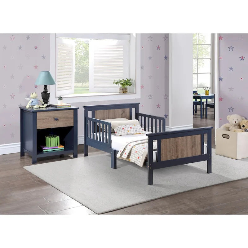 Lit pour tout-petits avec panneaux réversibles – Blanc / Bleu nuit / Gris / Noir, pour 1 enfant