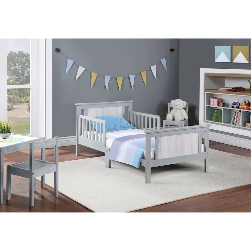 Lit pour tout-petits avec panneaux réversibles – Blanc / Bleu nuit / Gris / Noir, pour 1 enfant
