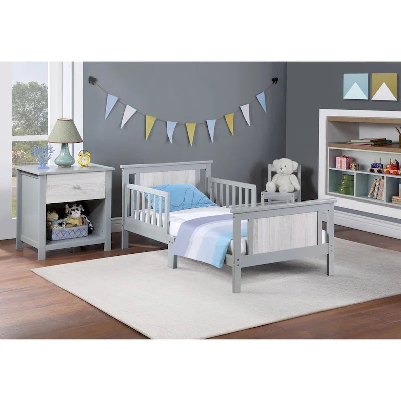 Lit pour tout-petits avec panneaux réversibles – Blanc / Bleu nuit / Gris / Noir, pour 1 enfant