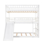 Lit superposé triple pour trois personnes (blanc/gris/expresso) avec toboggan
