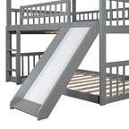 Lit superposé triple pour trois personnes (blanc/gris/expresso) avec toboggan