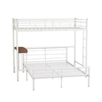 Lit superposé en métal noir/argent/blanc avec bureau et échelle, 2 couchages