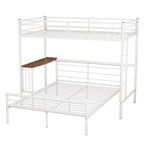 Lit superposé en métal noir/argent/blanc avec bureau et échelle, 2 couchages