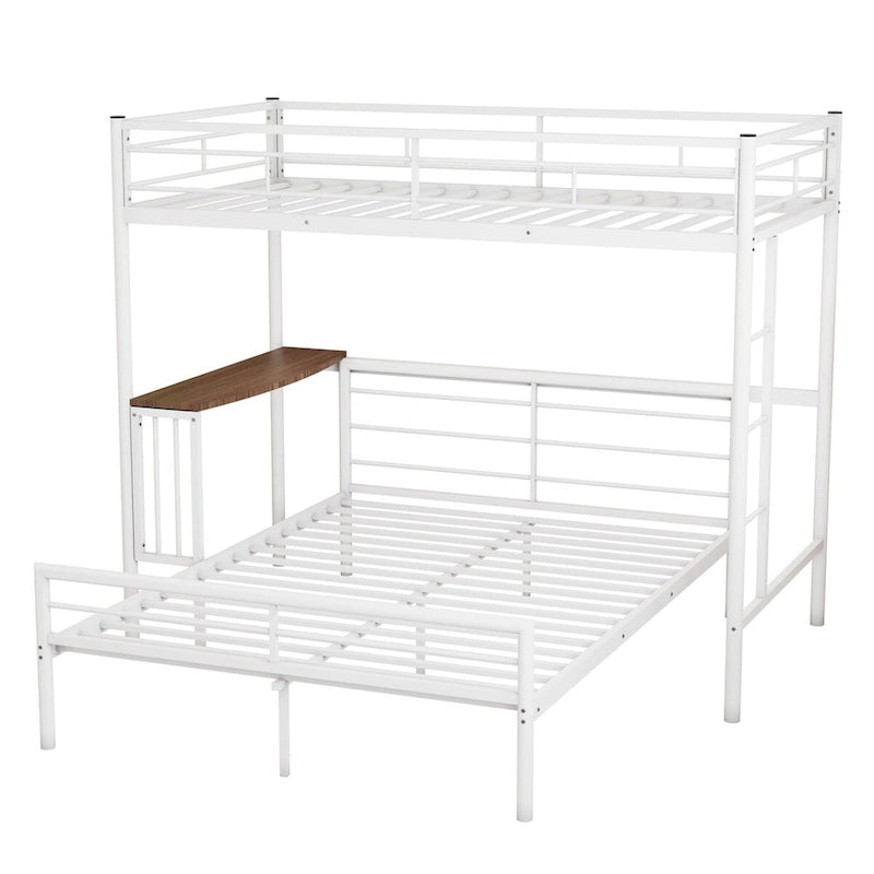 Lit superposé en métal noir/argent/blanc avec bureau et échelle, 2 couchages