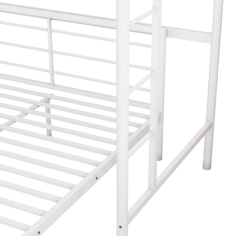 Lit superposé en métal noir/argent/blanc avec bureau et échelle, 2 couchages