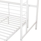 Lit superposé en métal noir/argent/blanc avec bureau et échelle, 2 couchages