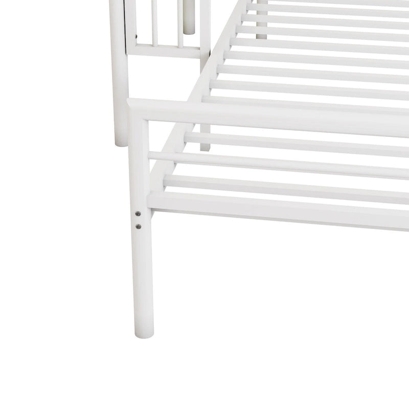 Lit superposé en métal noir/argent/blanc avec bureau et échelle, 2 couchages