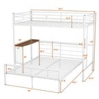Lit superposé en métal noir/argent/blanc avec bureau et échelle, 2 couchages