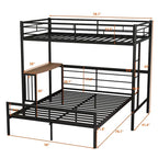 Lit superposé en métal noir/argent/blanc avec bureau et échelle, 2 couchages