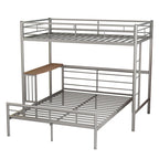 Lit superposé en métal noir/argent/blanc avec bureau et échelle, 2 couchages
