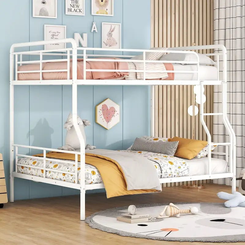 Lit superposé en métal blanc, taille extra-large double au-dessus de la reine, 2 personnes