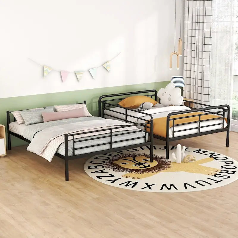 Lit superposé en métal blanc, taille extra-large double au-dessus de la reine, 2 personnes