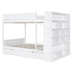 Lit superposé en bois gris et blanc avec tiroirs et armoire, 2 couchages