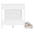 Lit superposé en bois gris et blanc avec tiroirs et armoire, 2 couchages