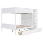 Lit superposé en bois gris et blanc avec tiroirs et armoire, 2 couchages