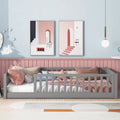 Lit plateforme simple avec barrière, gris / naturel / blanc / expresso