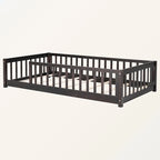 Lit plateforme simple avec barrière, gris / naturel / blanc / expresso