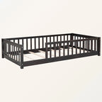 Lit plateforme simple avec barrière, gris / naturel / blanc / expresso