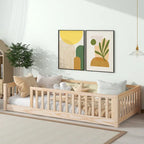 Lit plateforme simple avec barrière, gris / naturel / blanc / expresso