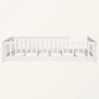 Lit plateforme simple avec barrière, gris / naturel / blanc / expresso