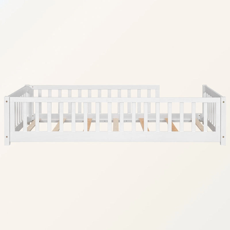 Lit plateforme simple avec barrière, gris / naturel / blanc / expresso