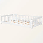 Lit plateforme simple avec barrière, gris / naturel / blanc / expresso