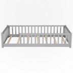 Lit plateforme simple avec barrière, gris / naturel / blanc / expresso